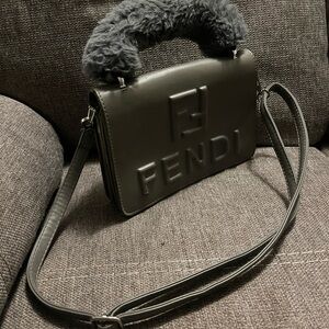 Fendi Gray Crossbody Bag with Structured Design